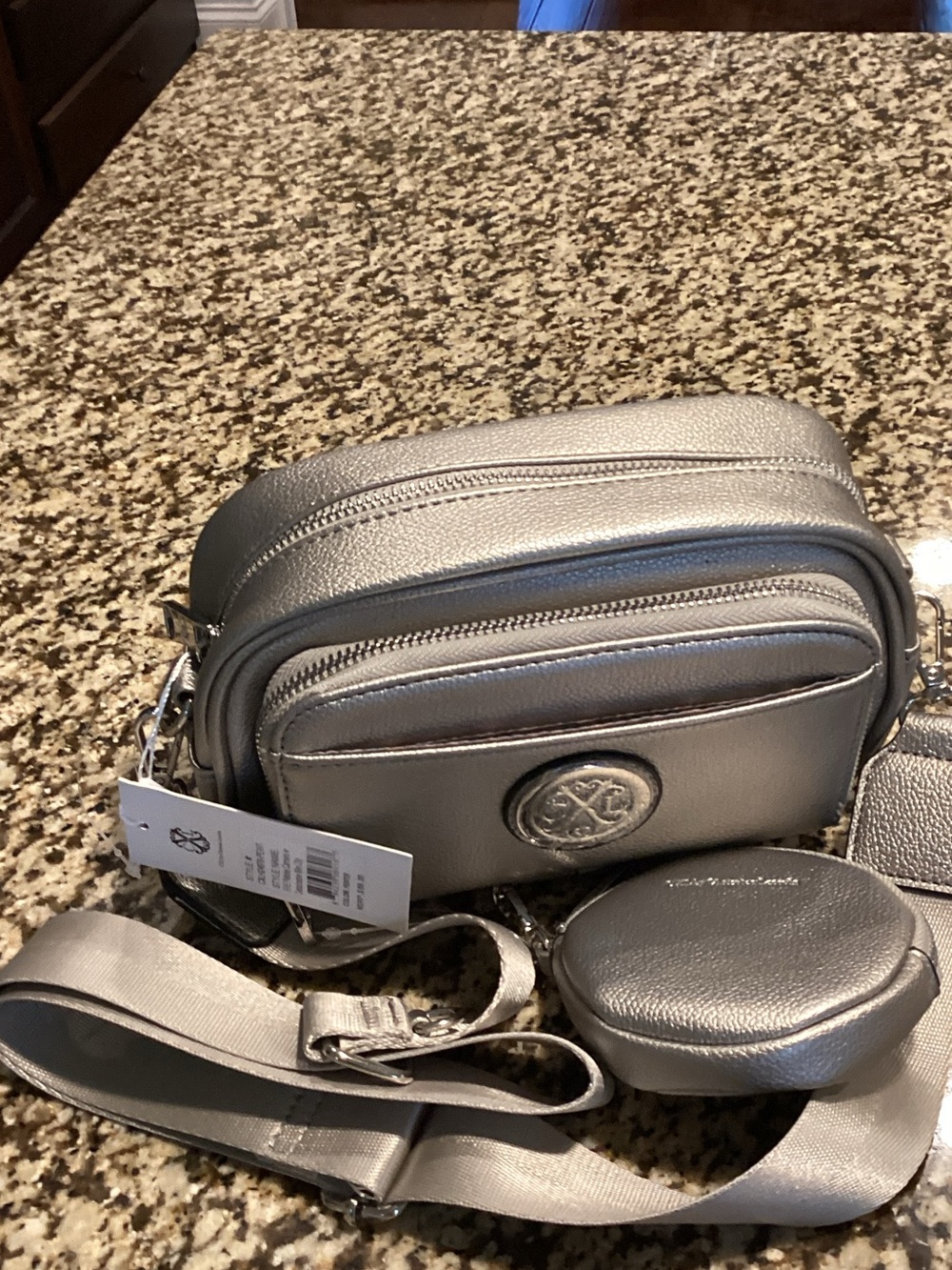 Christian Lacroix Metallic Camara crossbody Bag with matching pouch